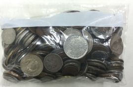 A bag of mixed world coins.