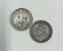 2 x Victorian Shillings dated 1887 (holed), and 18