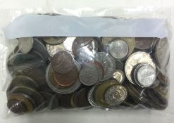 A bag of mixed world coins.