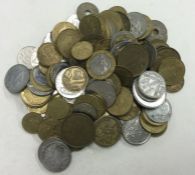 A bag of mixed French coins.