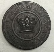 A Crown Copper Company 1 Penny token dated 1811.