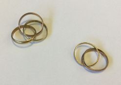 Two three colour gold triple wedding bands. Approx