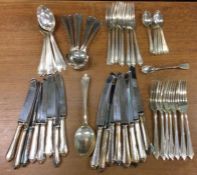 A good silver part cutlery service of tapering for