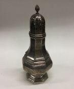 A large shaped silver sugar caster with lift-off c