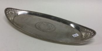 A George III silver snuffer tray with beaded and p