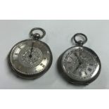 Two silver fob watches. Est. £20 - £30.