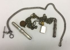 A bag containing silver and other chains etc. Appr