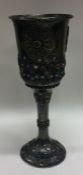 A large Judaica silver goblet decorated with stone