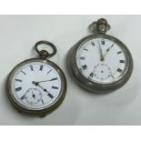 A silver plated pocket watch together with one oth