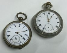 A silver plated pocket watch together with one oth