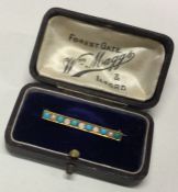 A Victorian gold turquoise and pearl rectangular b