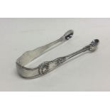 A pair of heavy silver Kings' pattern sugar tongs.