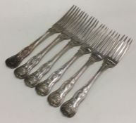 A heavy set of Kings' pattern silver table forks.