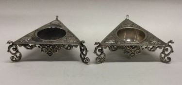 A pair of Continental silver salts chased with fig