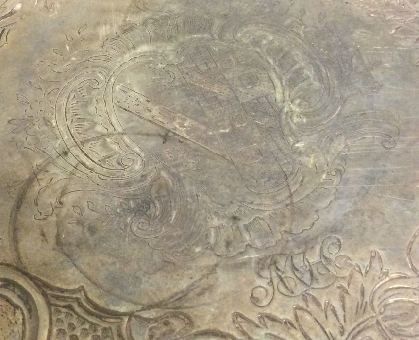 A good early Georgian silver salver with crested c - Image 2 of 3