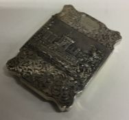 A castle top silver card case. Birmingham 1842. By