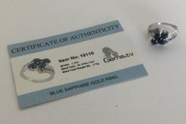 A sapphire ring set in 9 carat white gold. Approx.