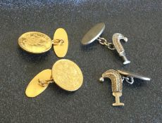 A pair of high grade gold cufflinks of coin form.