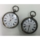 Two silver pocket watches. Est. £30 - £40.