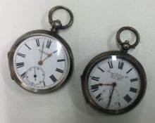 Two silver pocket watches. Est. £30 - £40.