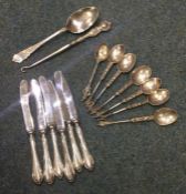 A set of six silver tea knives together with a col