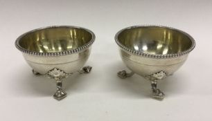 A heavy pair of Victorian silver salts. London 186