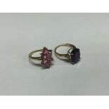 A9 carat amethyst and diamond mounted ring togethe