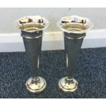 A pair of tapering silver spill vases. London. App