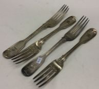 A good set of four fiddle and thread silver table