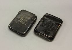 Two plain silver hinged top vesta cases. Approx. 6