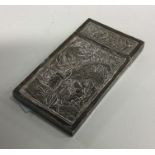A chased 19th / 20th Century Chinese silver card c