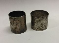 Two heavy silver napkin rings. Approx. 154 grams.