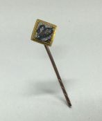 A high carat gold micro-mosaic stick pin depicting