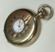 A gent's 9 carat Half Hunter pocket watch with whi