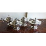 A set of four 18th Century sauce tureens crested w