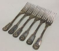 A set of six Kings' pattern silver dessert forks.