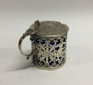 A good Victorian silver mustard pot with pierced b