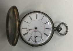 A Continental silver full Hunter pocket watch. Est