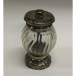 A French silver mounted glass pepper grinder. Est.