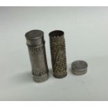 A 19th Century silver nutmeg grater of tubular for