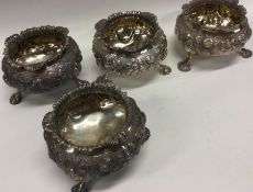 A good heavy set of four Victorian silver salts wi