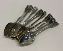 A heavy set of ten crested silver teaspoons. Londo