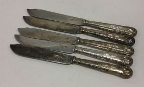 A good set of five Kings' pattern fish knives with