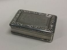 A heavy and impressive silver snuff box. London 18