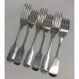 YORK: A set of six good silver table forks. 1853/5