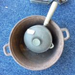A pot and pan suitable for lead melting.