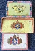Three King Edward cigar boxes together with variou