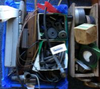 A box of various assorted tooling equipment.