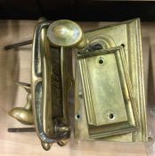 An old brass letter box etc.