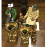 Two 'Royal Doulton' figures together with three To